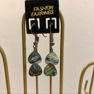 Abalone Iridescent Heart Dangle Earrings